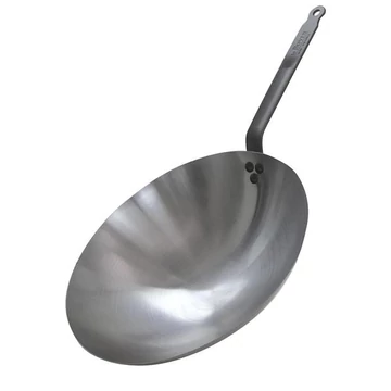 Szürke acél wok, kerek aljú, Carbone Plus Ø36cm