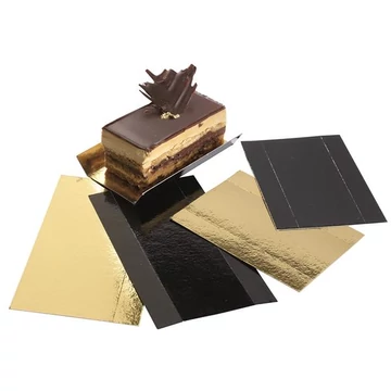 Black/gold rectangular cardboard coaster, 13x4.5 cm (unfolded: 13x7.5 cm) - 200 pcs