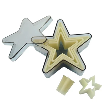 Cut-out mold set, five-pointed star, 5 pieces, plastic