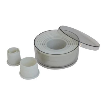 Kiszúró forma készlet, sima falú 9db-os, kerek, Ø 2 - 10cm, 3,5cm magas, műanyag
