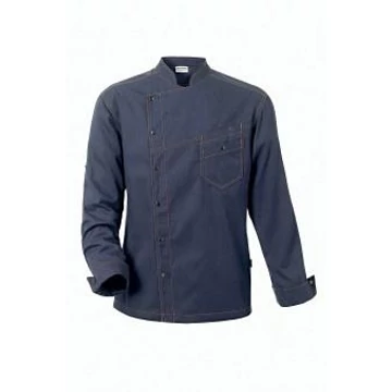 District men's denim chef jacket, blue District men's denim chef jacket, blue
