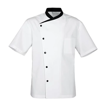 Julius chef's jacket, white with black collar, short sleeves Julius chef's jacket, white with black collar, short sleeves