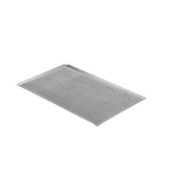 Perforated aluminum baking sheet with angled edge