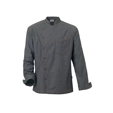 District men's denim chef jacket, steel gray, long sleeves District men's denim chef jacket, steel gray, long sleeves