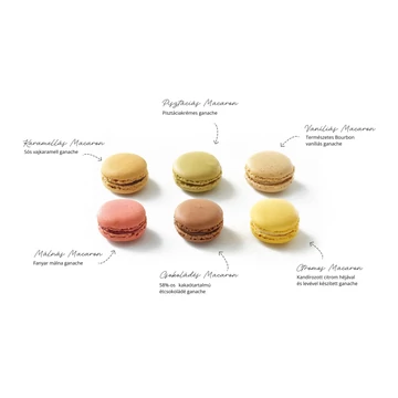Macaron selection in 6 flavors, 2 x 36 pieces/box Macaron selection in 6 flavors, 2 x 36 pieces/box
