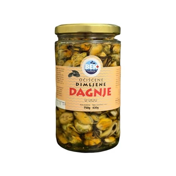 Füstölt feketekagyló olajban 750g