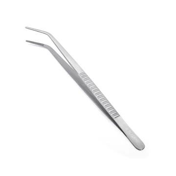 Kitchen tweezers, bent, stainless steel