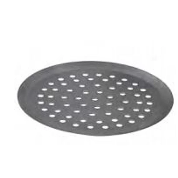 Perforated pizza baking tray, circular blue steel, thickness: 1 mm, Ø28 cm, holes Ø10 mm