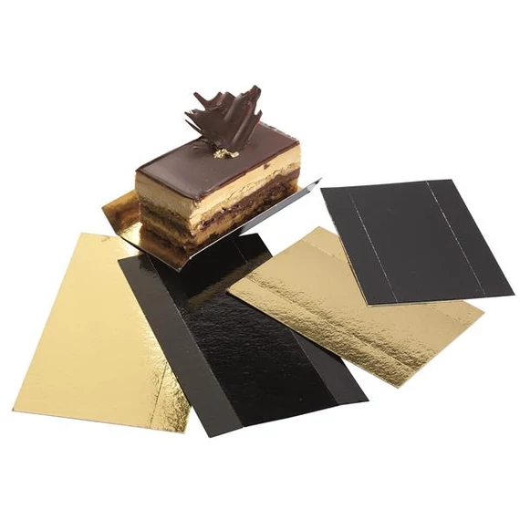 Black/gold rectangular cardboard coaster, 13x4.5 cm (unfolded: 13x7.5 cm) - 200 pcs