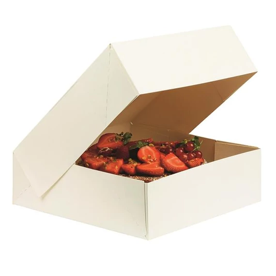 Fehér torta doboz, 25x25x10cm /50db/