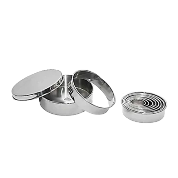 Set of 9 cutting molds, smooth, stainless steel, Ø3cm - 11cm