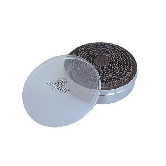 Kiszúró forma készlet, 9db-os, hullámos, inox, Ø3 - 11cm
