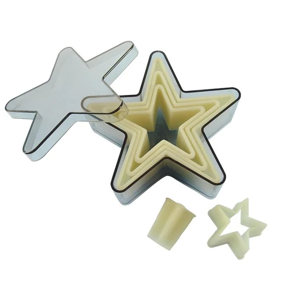 Cut-out mold set, five-pointed star, 5 pieces, plastic