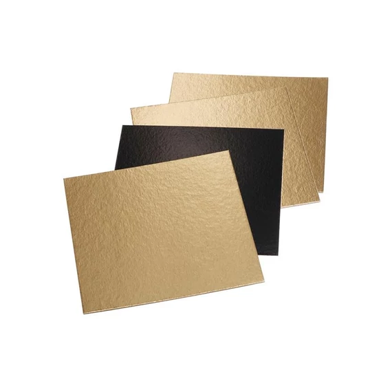 Black/gold square cardboard coaster, 16x16cm, 10 pcs