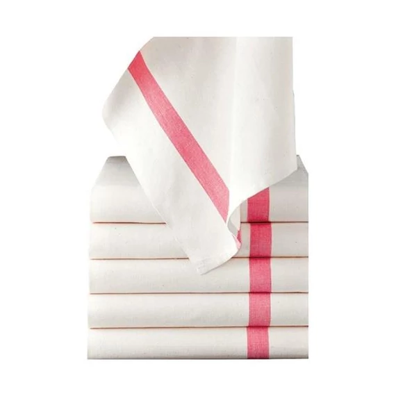Marie kitchen towels, white/red, 12 pcs