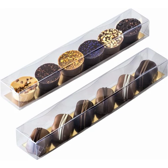 Bon-bon box, transparent, with gold cardboard insert (50 pcs/pack)