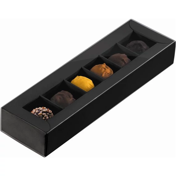 Bon-bon/trüffel ajándékdoboz 6db-os fekete /10 db/csomag/