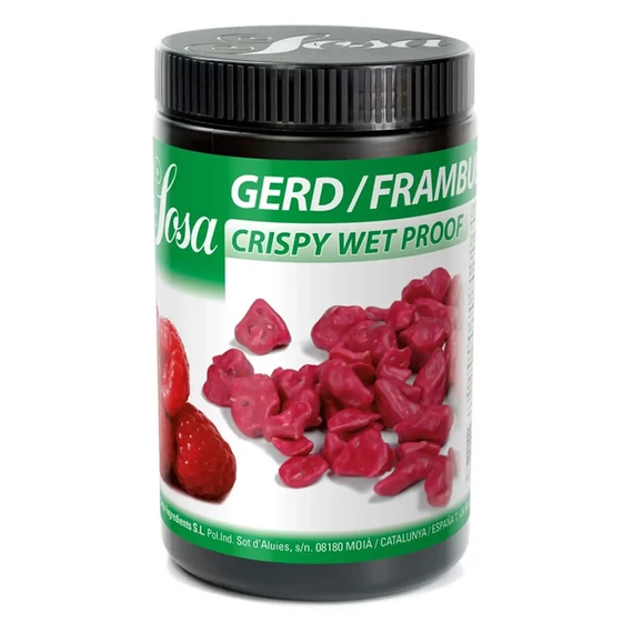 Freeze-dried raspberry crispy /coated with cocoa butter/ 400g