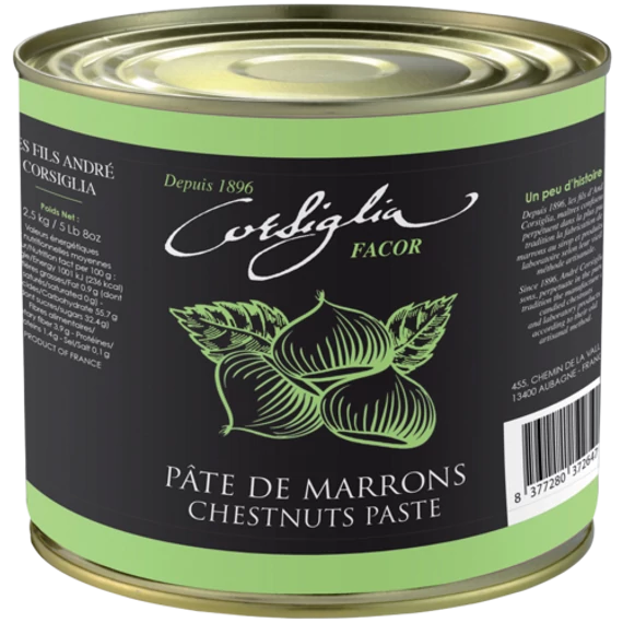 Chestnut purée with candied chestnut pieces, lightly flavoured with Madagascar Bourbon vanilla, 2.5 kg