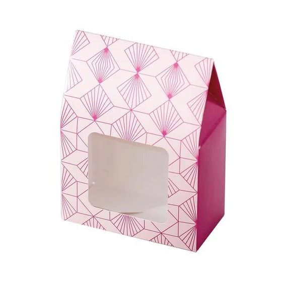 Patterned paper box for dragees, pink /10 pieces/pack/