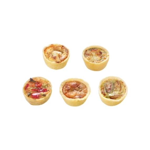 Mini quiche válogatás 5 féle ízben, 75db/doboz