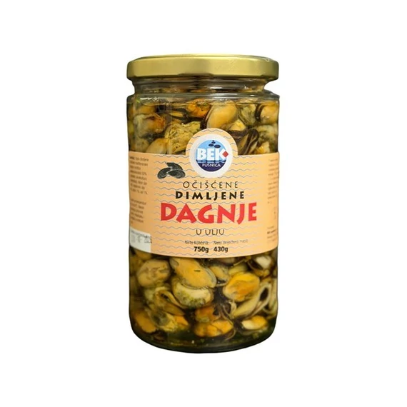 Füstölt feketekagyló olajban 750g